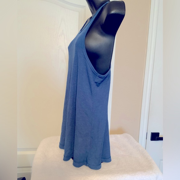 Free People Long Beach Ribbed Blue Tank Top size Lg - Picture 4 of 10